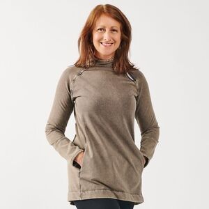 Maggie's Organics Black Distessed zip neck tunic